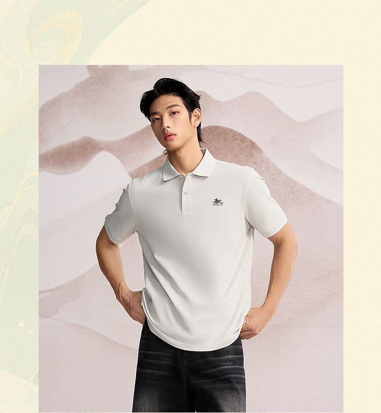 HLA Hailan Home Men's Polo Shirt 2026 New Year Dunhuang Series Cooling Moisture-Wicking Heat-Shielding Short Sleeve Summer Shirt 5