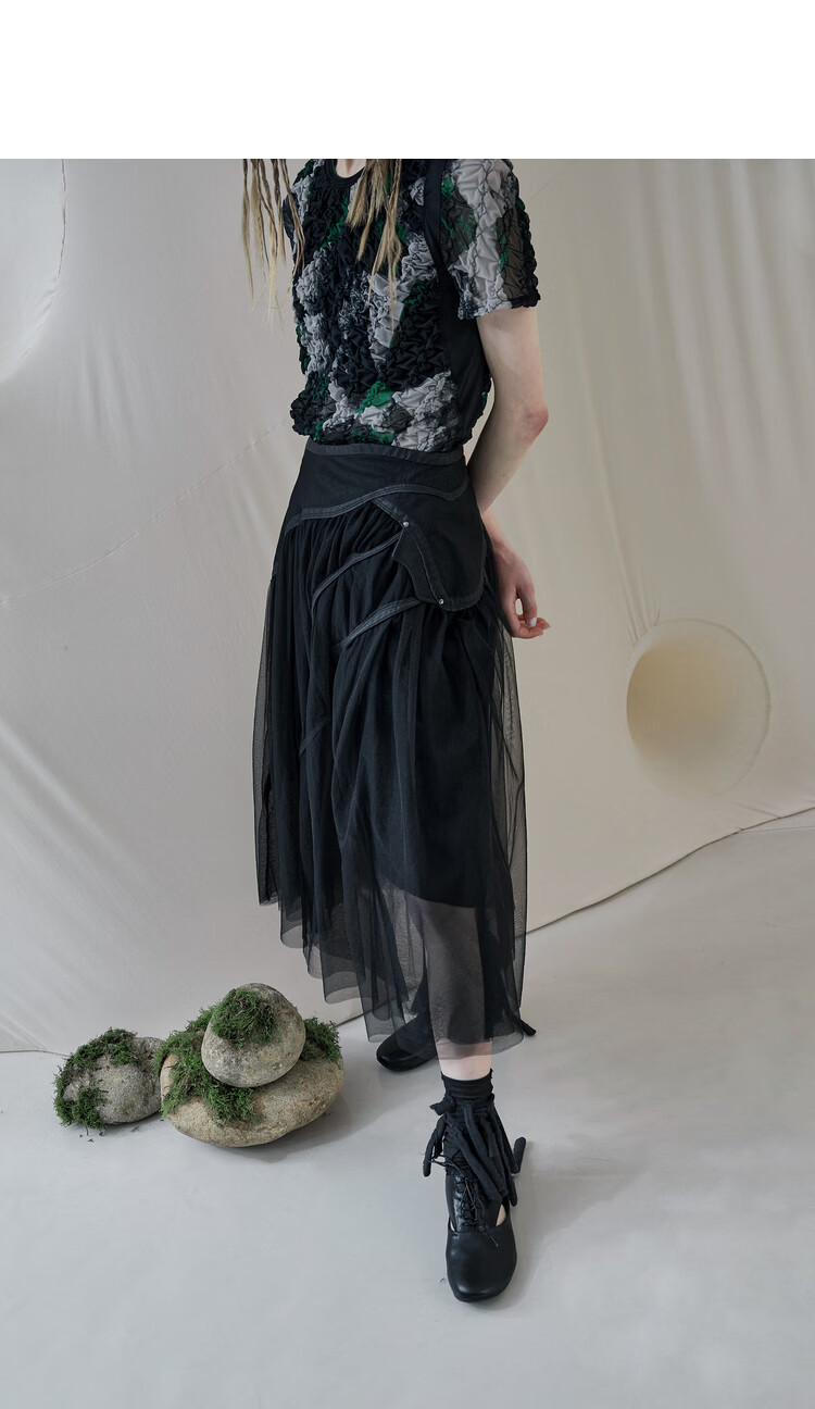Rizhuo Original Design Women's Clothing 2026 Summer New Irregular High-End Niche Mesh A-Line Skirt 13
