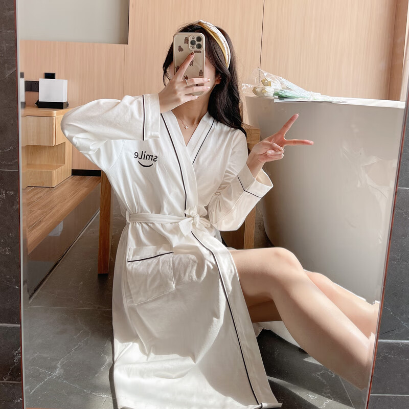南极人高端品牌 2022早秋春秋季浴袍女长款睡袍夏天性感酒店浴衣吸水