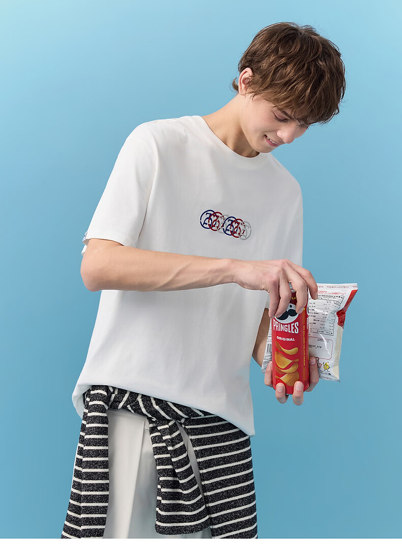 TonLion 2026 Summer New Men's Short Sleeve T-Shirt Unique Design White Stylish Versatile 10