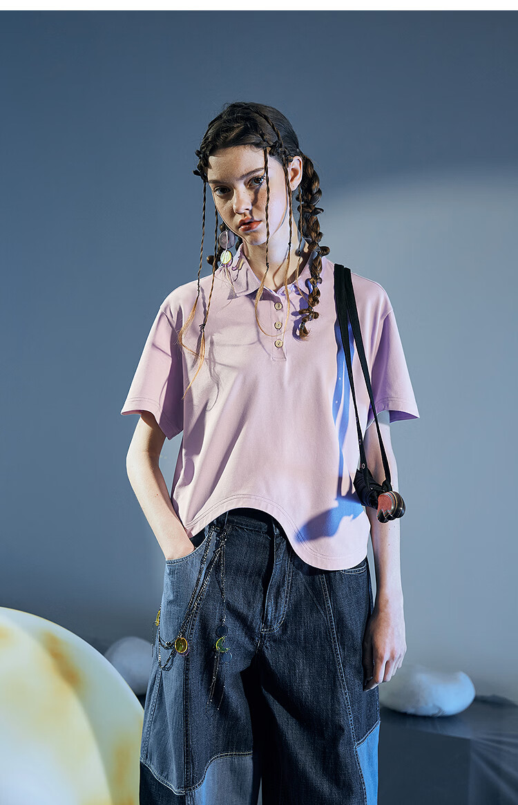 Rizhuo Moon Knit Short Sleeve Summer Polo T-Shirt 2026 New Irregular Hem Cooling Top for Women 11