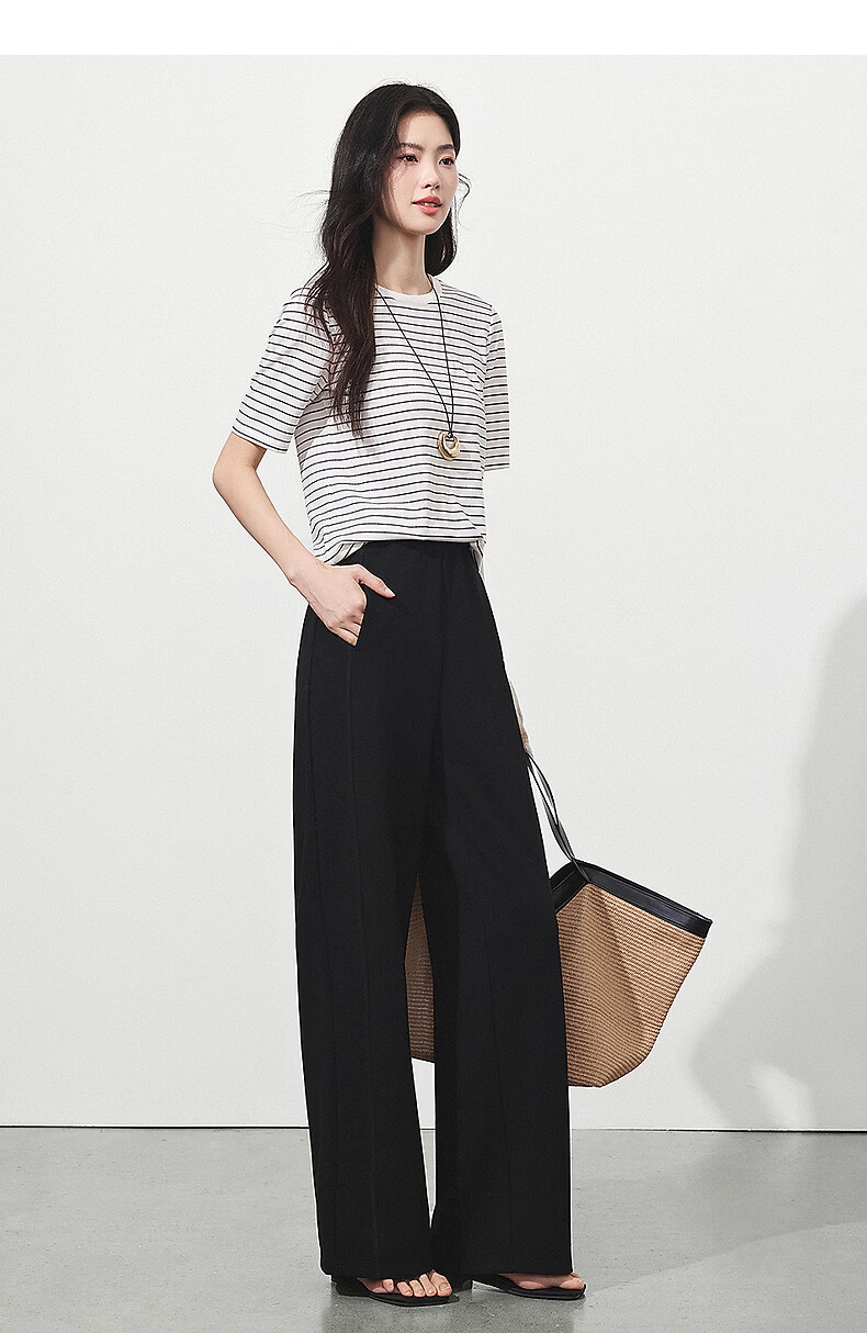 Yixiang Liying White Mask Pants Casual Women's Summer New Loose Draped Wide-Leg Straight Pants Gentle Black XL 24