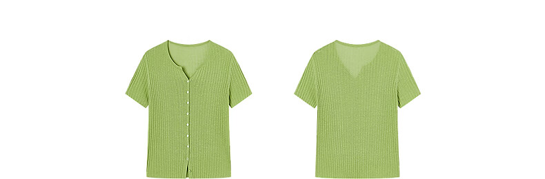 Yixiang Liying Solid Color Short Sleeve Linen Knitwear Women's New Soft Skin-Friendly Shoulder Fitting Top Milk Almond Beige L 52