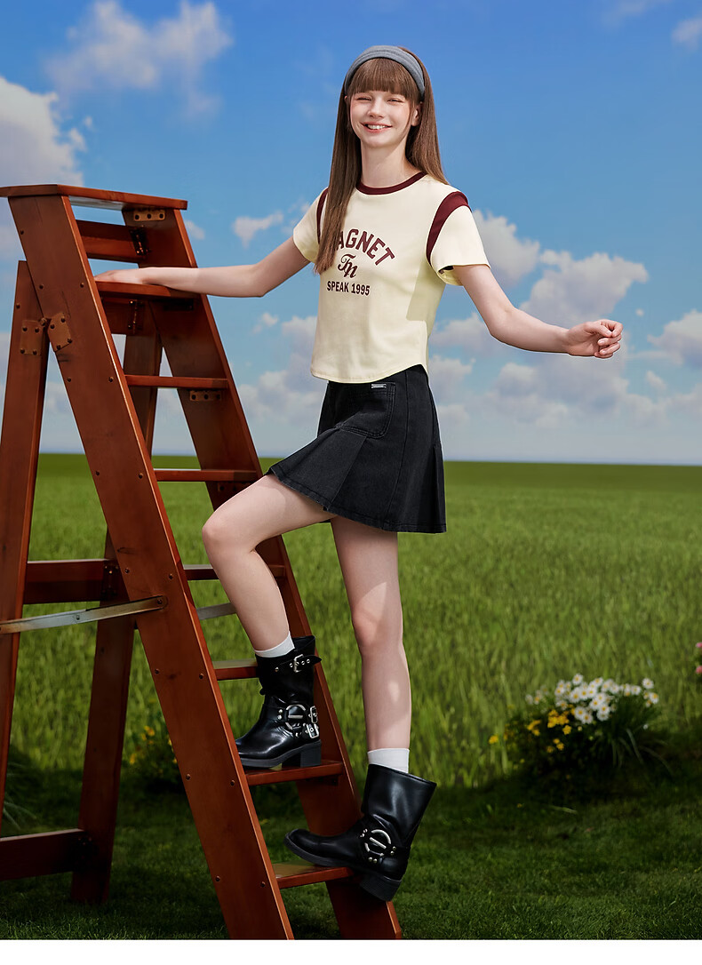 TonLion 2026 Summer New Women's Short Sleeve T-Shirt Unique Design Beautiful Youthful Petite Crop Top 7