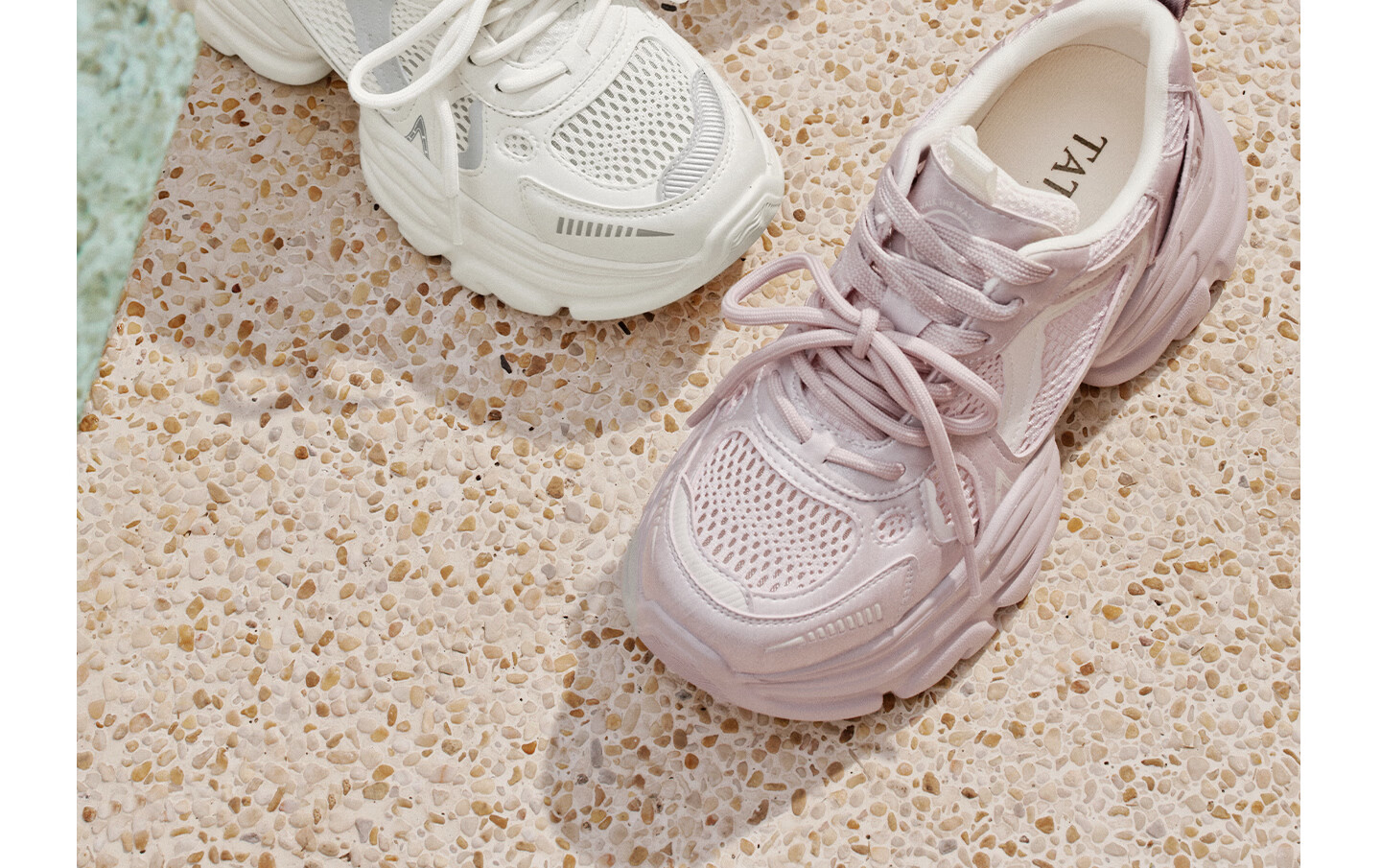 TATA Women's Summer Mesh Sports Shoes Thick Sole Breathable Dad Sneakers Off-White Size 39 12