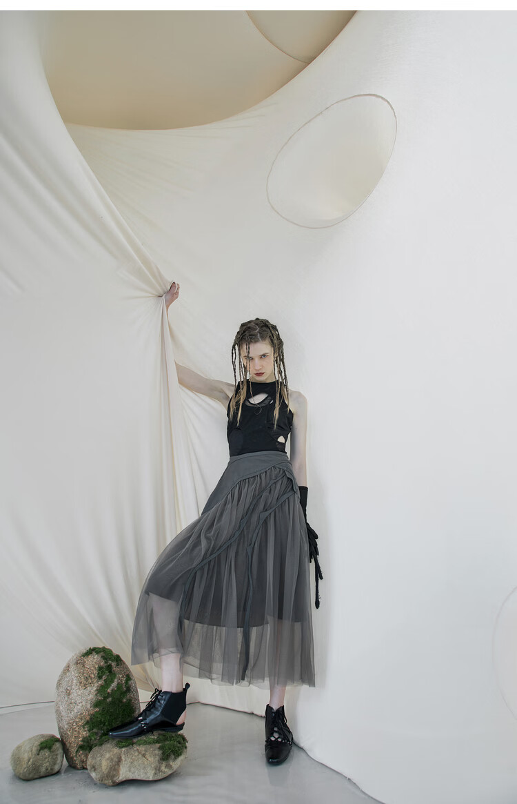 Rizhuo Original Design Women's Clothing 2026 Summer New Irregular High-End Niche Mesh A-Line Skirt 18