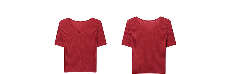 Yixiang Liying Solid Color Short Sleeve Linen Knitwear Women's New Soft Skin-Friendly Shoulder Fitting Top Milk Almond Beige L 53