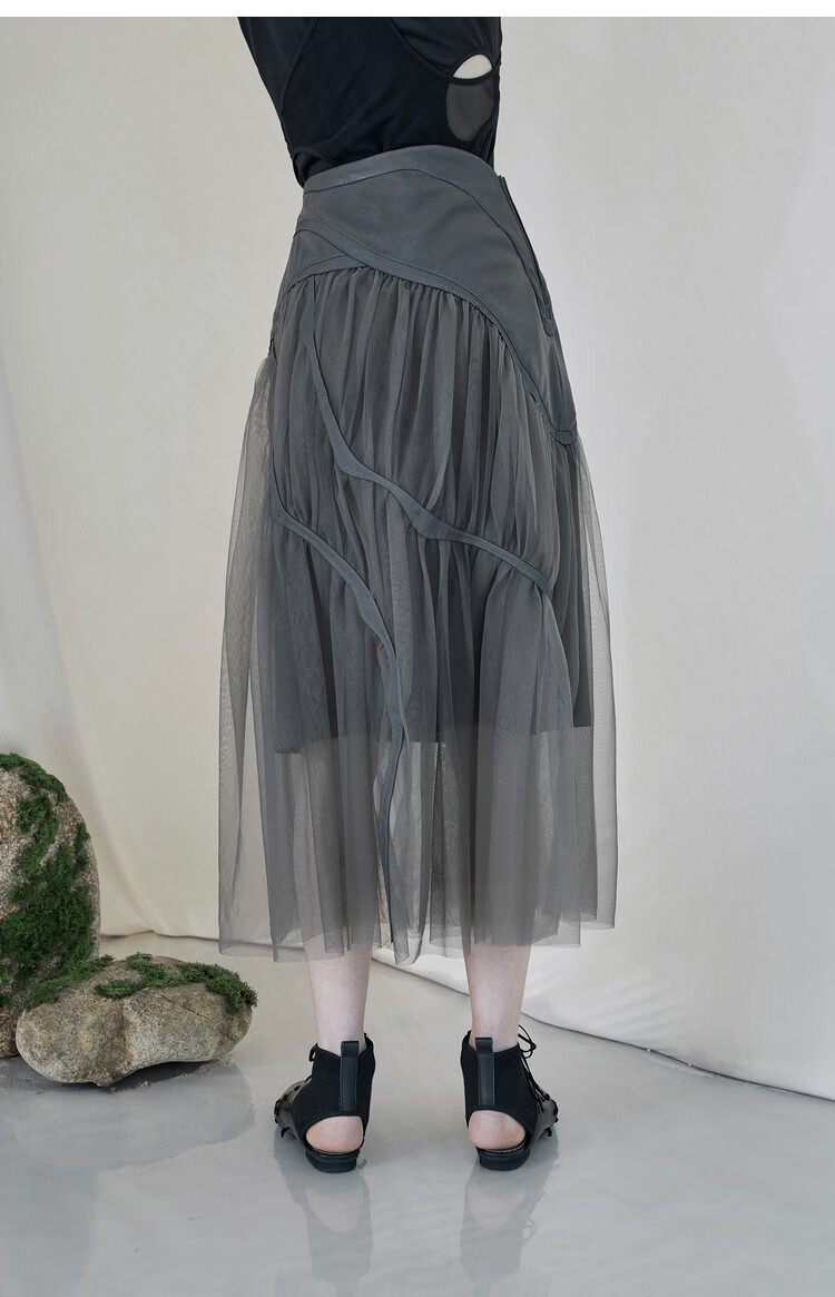 Rizhuo Original Design Women's Clothing 2026 Summer New Irregular High-End Niche Mesh A-Line Skirt 15