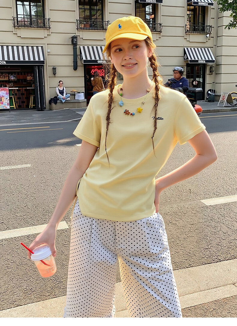 TonLion 2026 Summer Women's Drawstring Mid-Length Short Sleeve T-Shirt Solid Color Slim Fit Stylish Versatile Premium Feel 10