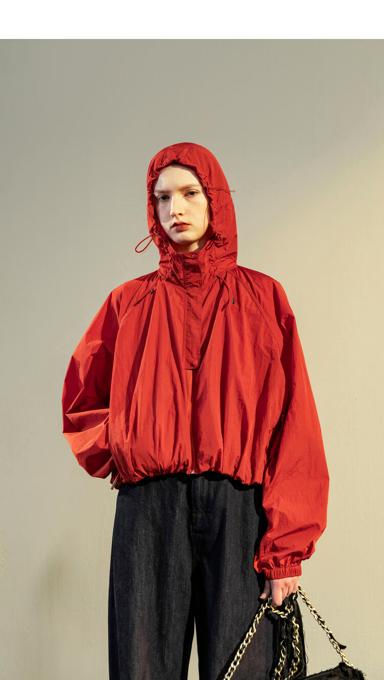 Rizhuo Original Designer 2026 Spring New Loose Breathable Thin Hooded Fashion Sports Short Jacket 3
