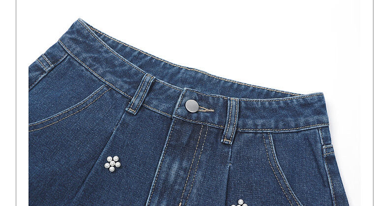 TonLion 2026 Summer Women's Ruffle Denim Mid-Shorts Deep Indigo Blue Size 27 16