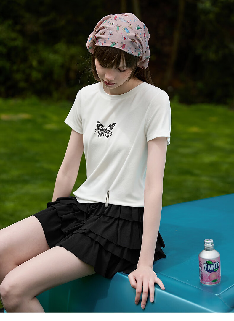TonLion 2026 Summer Women's Printed Short Sleeve T-Shirt Butterfly Fashion Versatile Casual Premium Comfortable Women's T-Shirt 8