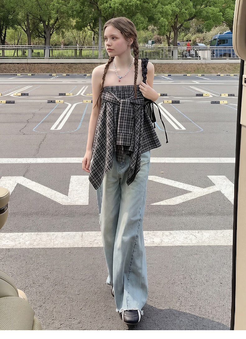 TonLion 2026 Spring Summer Women's Plaid Convertible Skirt Fashion Casual High-End Convertible Strapless Skirt 11