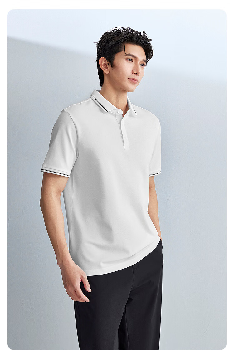 HLA Heilan Home Men's Short Sleeve Polo Shirt 26 Light Business Series Cool and Breathable Summer Short Sleeve 3