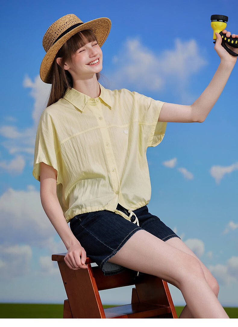 TonLion 2026 Summer New Women's Short Sleeve Shirt Lapel Batwing Sleeve Loose Simple Commuter Lightweight Summer Blouse 15