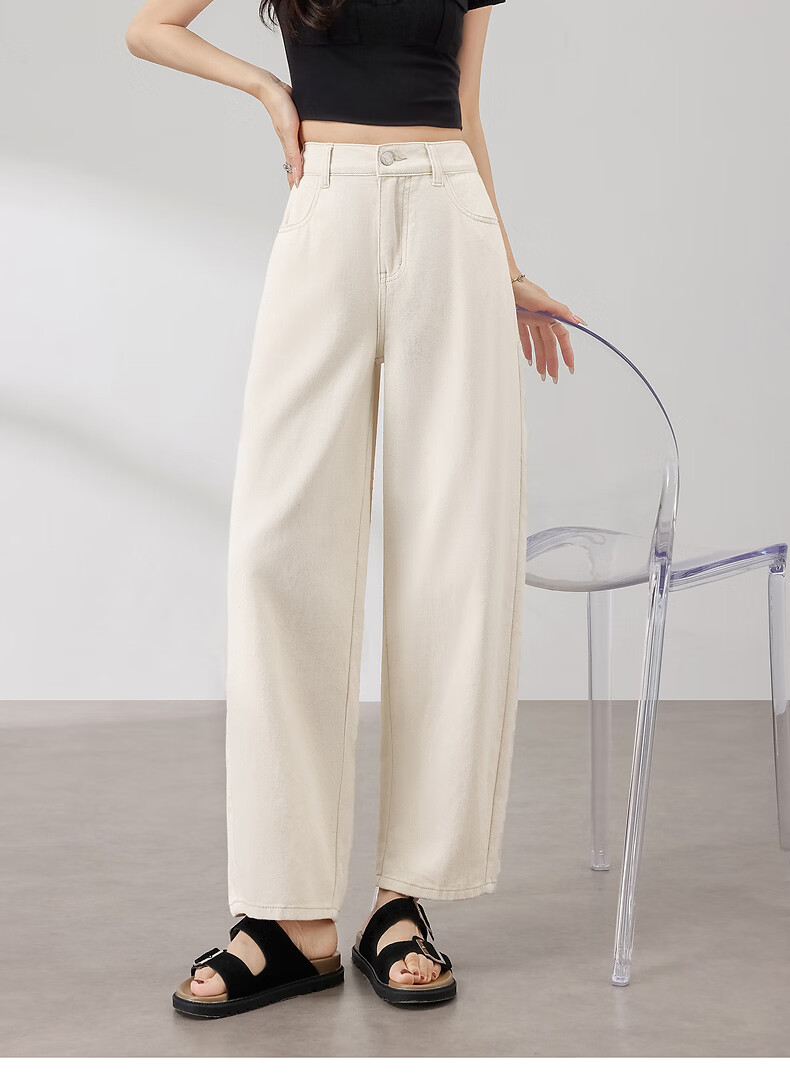 TonLion 2026 Summer New Women's White Denim Pants Simple Commuter Casual Loose Fit Trousers 8