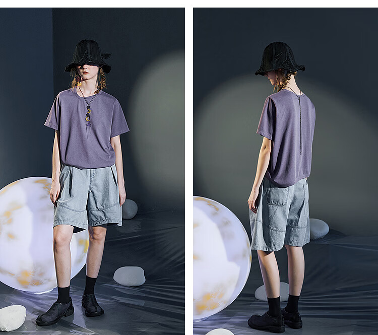 Rizhuo Moon T-Shirt Summer 2026 New Women's Solid Color Loose Slim Design Short Sleeve Tee 12