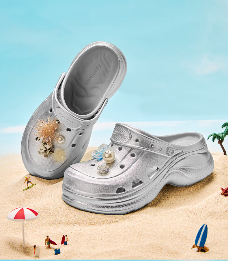 Tianmeiyi Hou Minghao Song Zuer Style Shell Hole Thick Sole Height Increasing Sandals Unisex Summer Beach Slippers 17