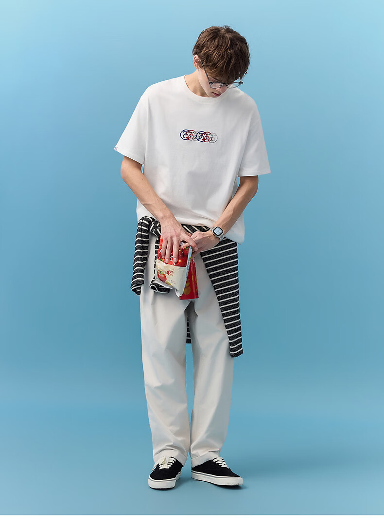 TonLion 2026 Summer New Men's Short Sleeve T-Shirt Unique Design White Stylish Versatile 11