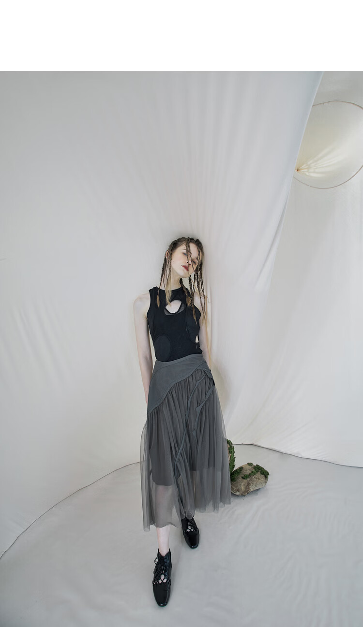 Rizhuo Original Design Women's Clothing 2026 Summer New Irregular High-End Niche Mesh A-Line Skirt 17