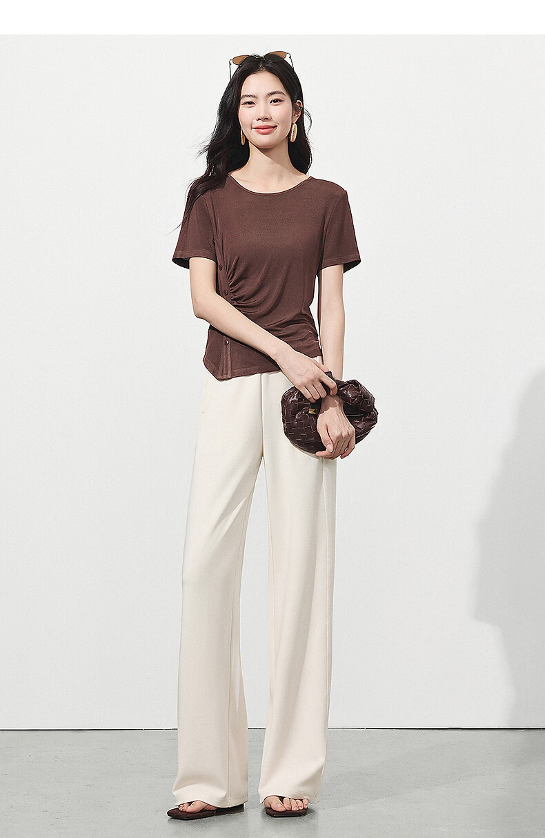 Yixiang Liying White Mask Pants Casual Women's Summer New Loose Draped Wide-Leg Straight Pants Gentle Black XL 19