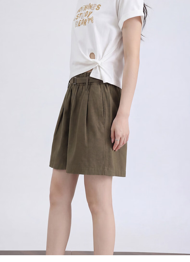TonLion 2026 Summer New Women's Casual Wide-Leg Loose High-Waist Slimming Shorts with Belt 9