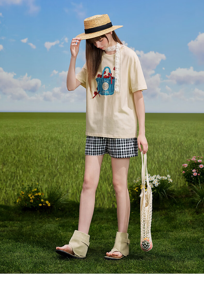 TonLion 2026 Summer New Women's Short Sleeve T-Shirt Fashionable Unique Blue Top Youthful Style 14