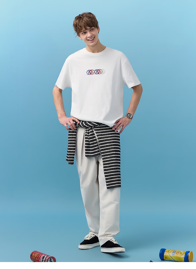 TonLion 2026 Summer New Men's Short Sleeve T-Shirt Unique Design White Stylish Versatile 13