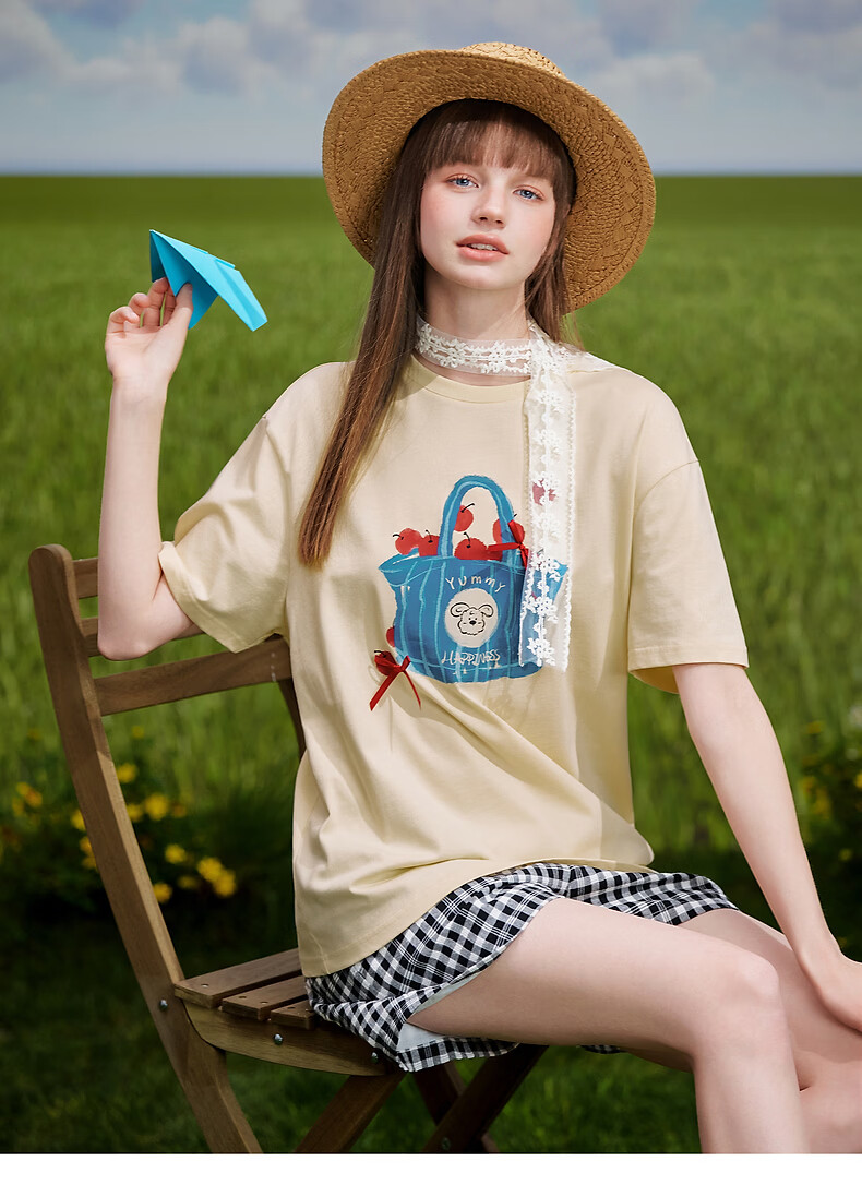 TonLion 2026 Summer New Women's Short Sleeve T-Shirt Fashionable Unique Blue Top Youthful Style 13