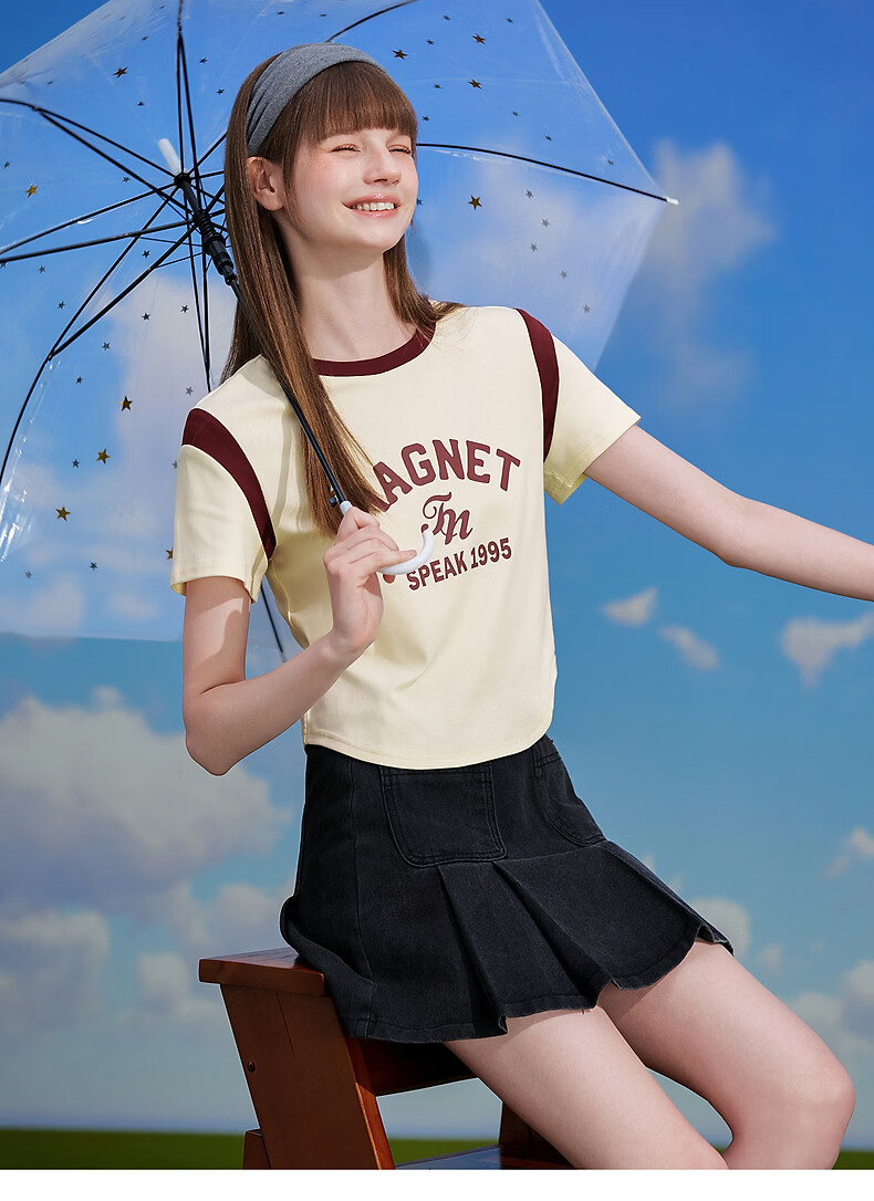 TonLion 2026 Summer New Women's Short Sleeve T-Shirt Unique Design Beautiful Youthful Petite Crop Top 6