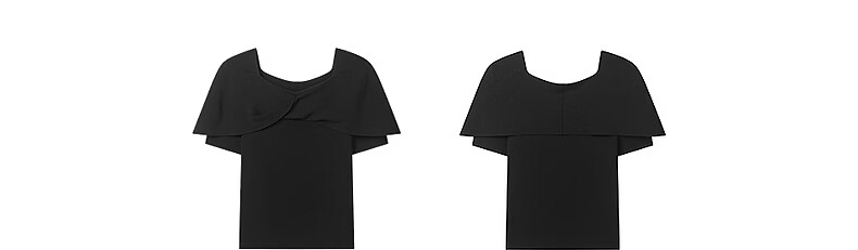 Yixiang Liying Black Off-Shoulder Knit Top Women New Short Sleeve Square Neck Blouse Lanye Black 160/84A/M 31