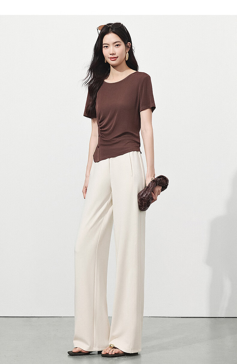 Yixiang Liying White Mask Pants Casual Women's Summer New Loose Draped Wide-Leg Straight Pants Gentle Black XL 20