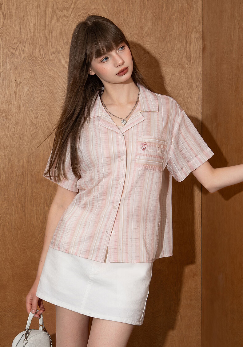 TonLion 2026 Summer Women's Short Sleeve Striped Commuter Sweet Shirt 2