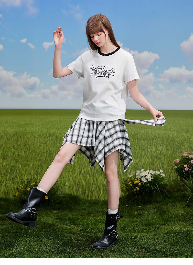 TonLion 2026 Summer Women's Embroidered Short Sleeve T-Shirt Casual Versatile Fashion High-End Comfortable Youthful Women's T-Shirt 9