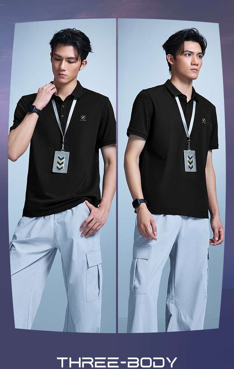 HLAHLA Men's Short Sleeve Polo Shirt 26 Three-Body Collaboration Series Cooling Short Sleeve Summer Shirt 11