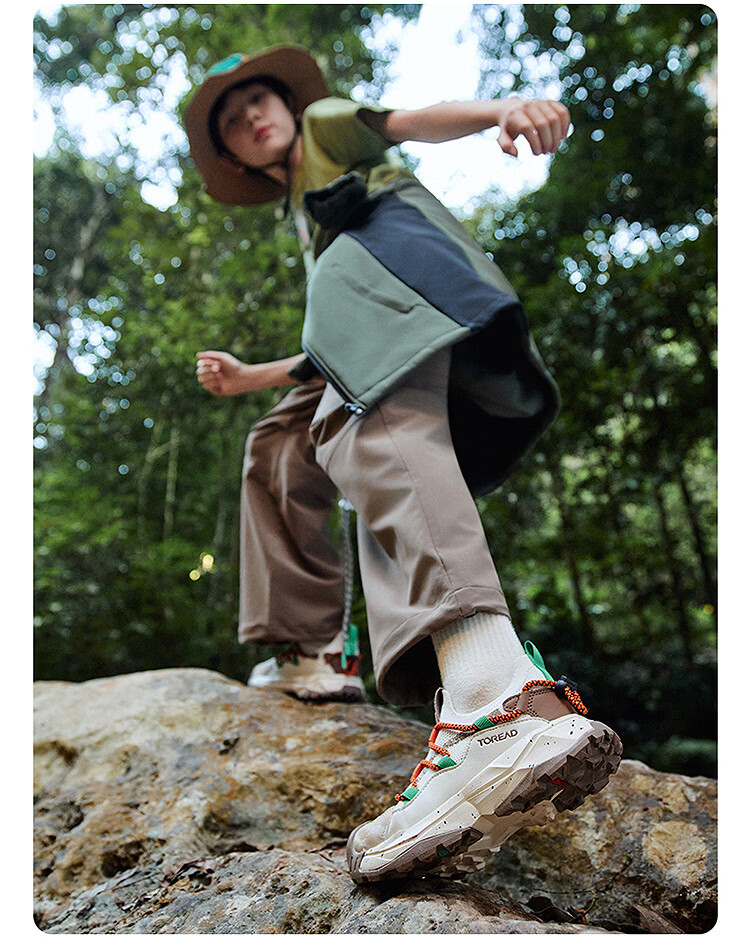 TOREAD [Yuexing] Children's Sports Shoes Boys and Girls Big Kids Spring Summer Bread Toe Hiking Shoes Light Green Gray Size 34 20
