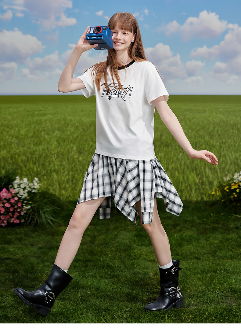 TonLion 2026 Summer Women's Embroidered Short Sleeve T-Shirt Casual Versatile Fashion High-End Comfortable Youthful Women's T-Shirt 13