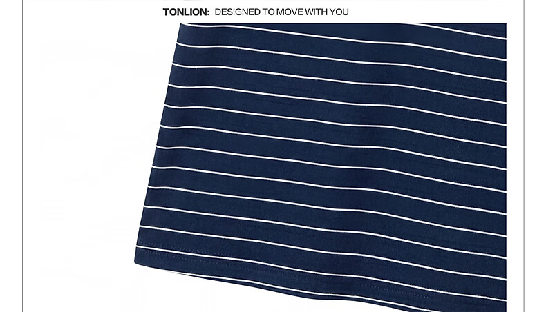 TonLion 2026 Summer New Women's Short Sleeve T-Shirt Loose Casual Striped Top Navy Blue Stylish Premium Feel 19