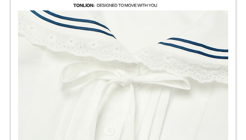 TonLion 2026 Summer Women's Short Sleeve Shirt College Style Youthful Simple Design Navy Collar Short Sleeve Shirt 23