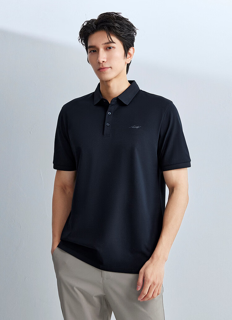 HLA Heilan Home Men's Short Sleeve Polo Shirt 26 Light Business Fashion Series Cool and Breathable Summer Short Sleeve 1