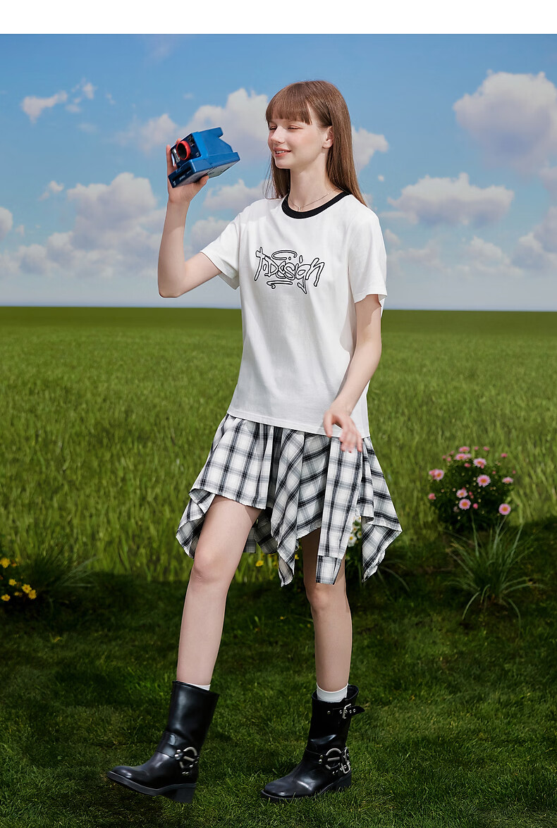 TonLion 2026 Summer Women's Embroidered Short Sleeve T-Shirt Casual Versatile Fashion High-End Comfortable Youthful Women's T-Shirt 4