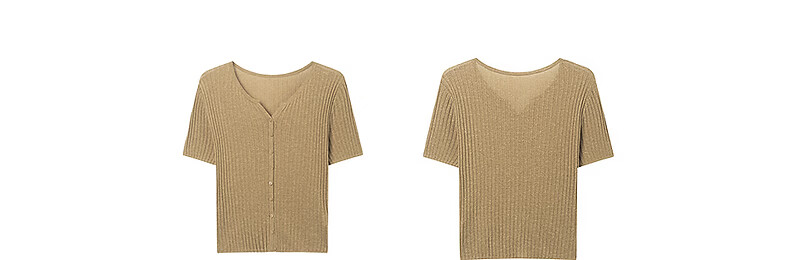 Yixiang Liying Solid Color Short Sleeve Linen Knitwear Women's New Soft Skin-Friendly Shoulder Fitting Top Milk Almond Beige L 54