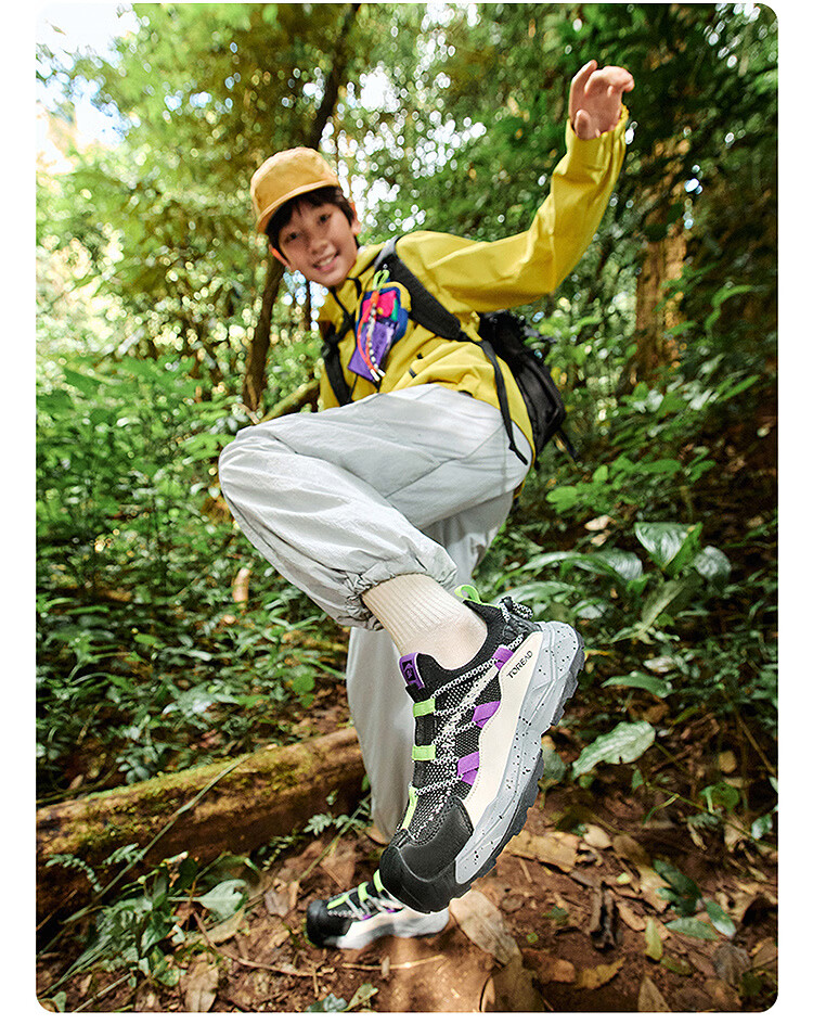 TOREAD [Yuexing] Children's Sports Shoes Boys and Girls Big Kids Spring Summer Bread Toe Hiking Shoes Light Green Gray Size 34 14