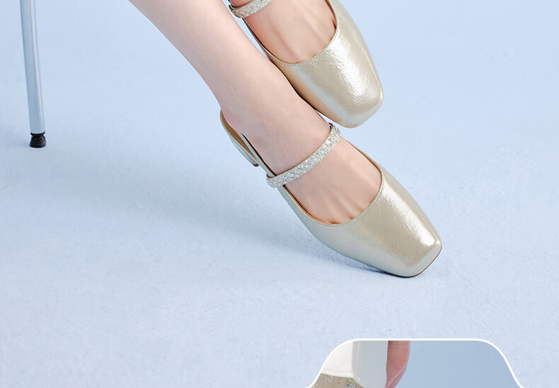 BASTO 26 Summer Open Back Sandals Fashion Trendy Commuter Women's Shoes F5085BH6 Light Gold Size 39 8