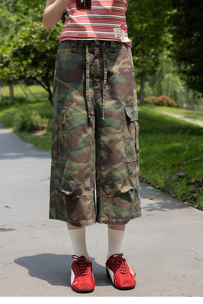 TonLion 2026 Summer Women's Camouflage Casual Cropped Pants Trendy Fashion Camouflage Capri Pants 8
