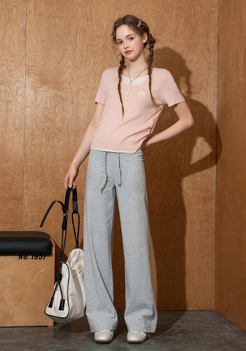 TonLion 2026 Summer New Casual Women's Drawstring Sports Style Straight Loose High-Waist Wide-Leg Pants 2