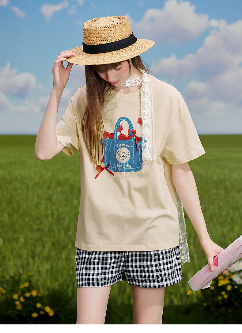 TonLion 2026 Summer New Women's Short Sleeve T-Shirt Fashionable Unique Blue Top Youthful Style 15