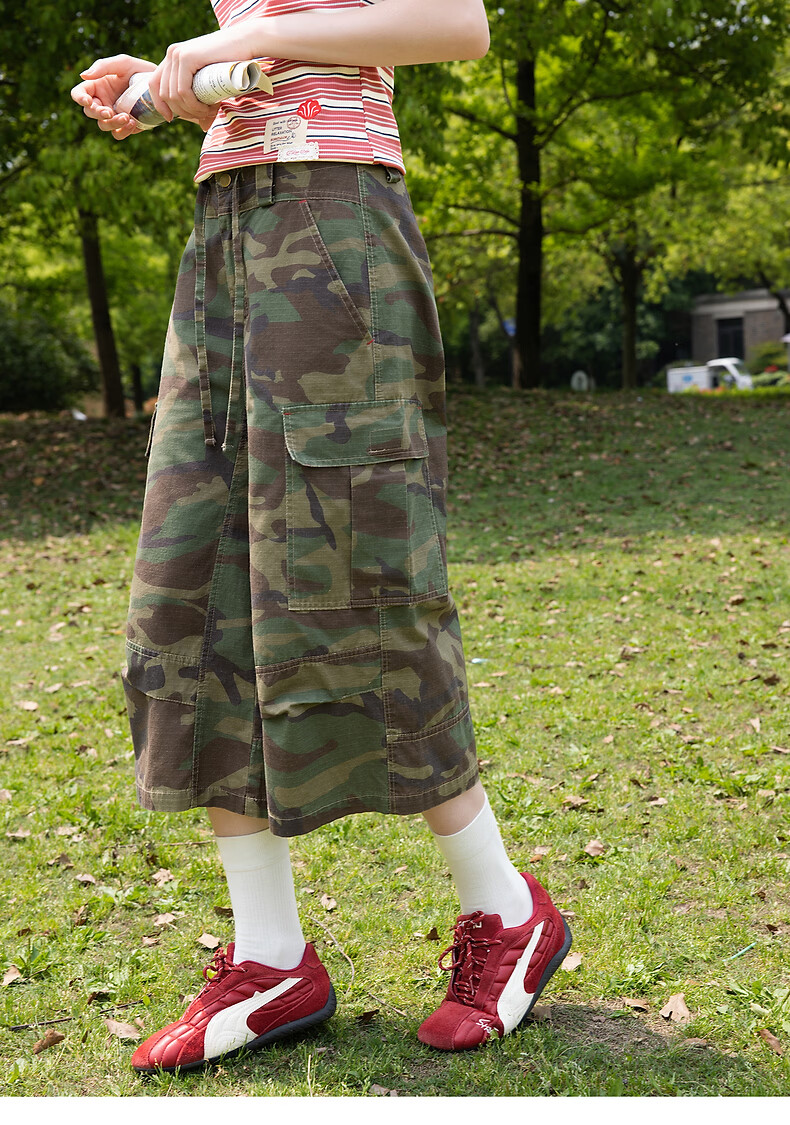 TonLion 2026 Summer Women's Camouflage Casual Cropped Pants Trendy Fashion Camouflage Capri Pants 9