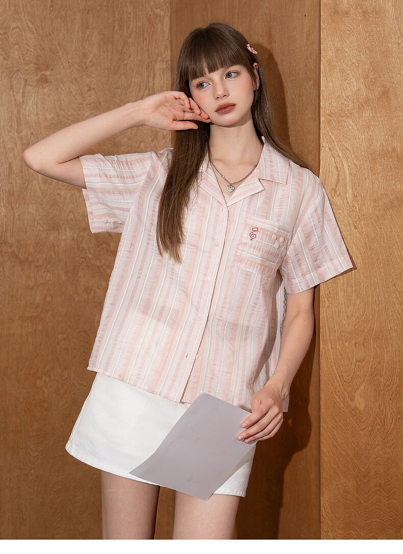 TonLion 2026 Summer Women's Short Sleeve Striped Commuter Sweet Shirt 10