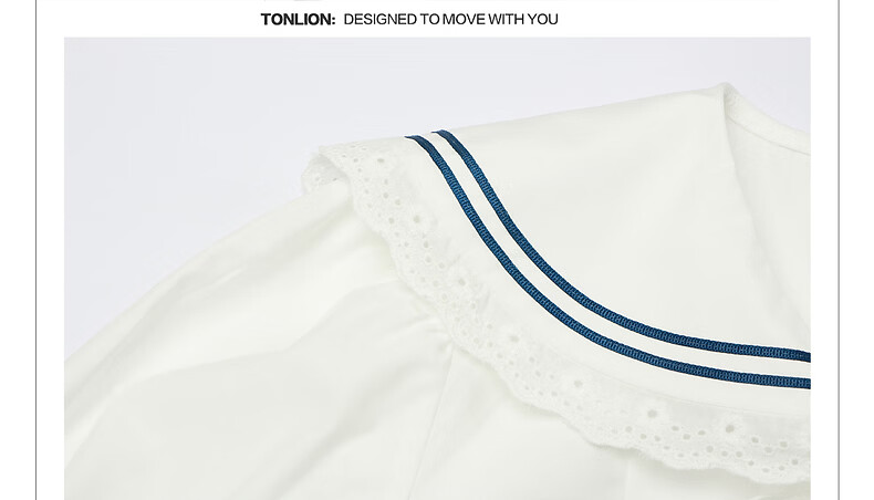 TonLion 2026 Summer Women's Short Sleeve Shirt College Style Youthful Simple Design Navy Collar Short Sleeve Shirt 24
